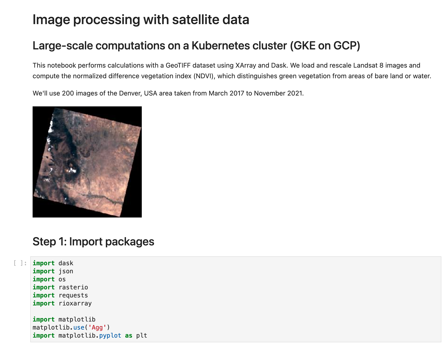 Running the large-scale satellite imagery notebook